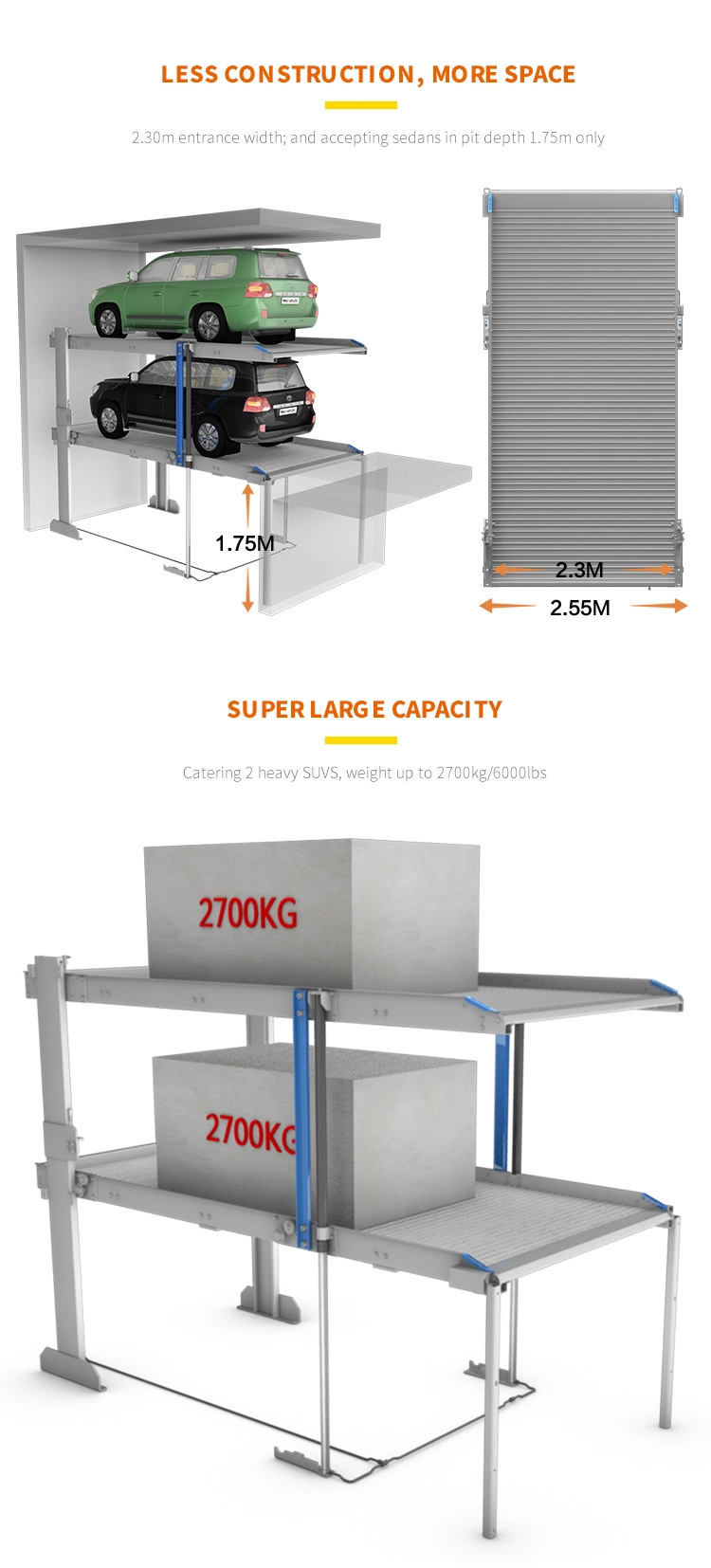 Low Noise Space Saving Pit Car Parking System